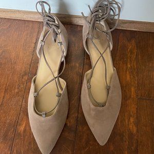 Stuart Weitzman Lace Up Suede Flats Brand New Paid $150 Retail $315